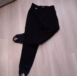 Ski West Vintage Wool Pant Womens 8 Stirrup Leggings High Rise Black Equestrian